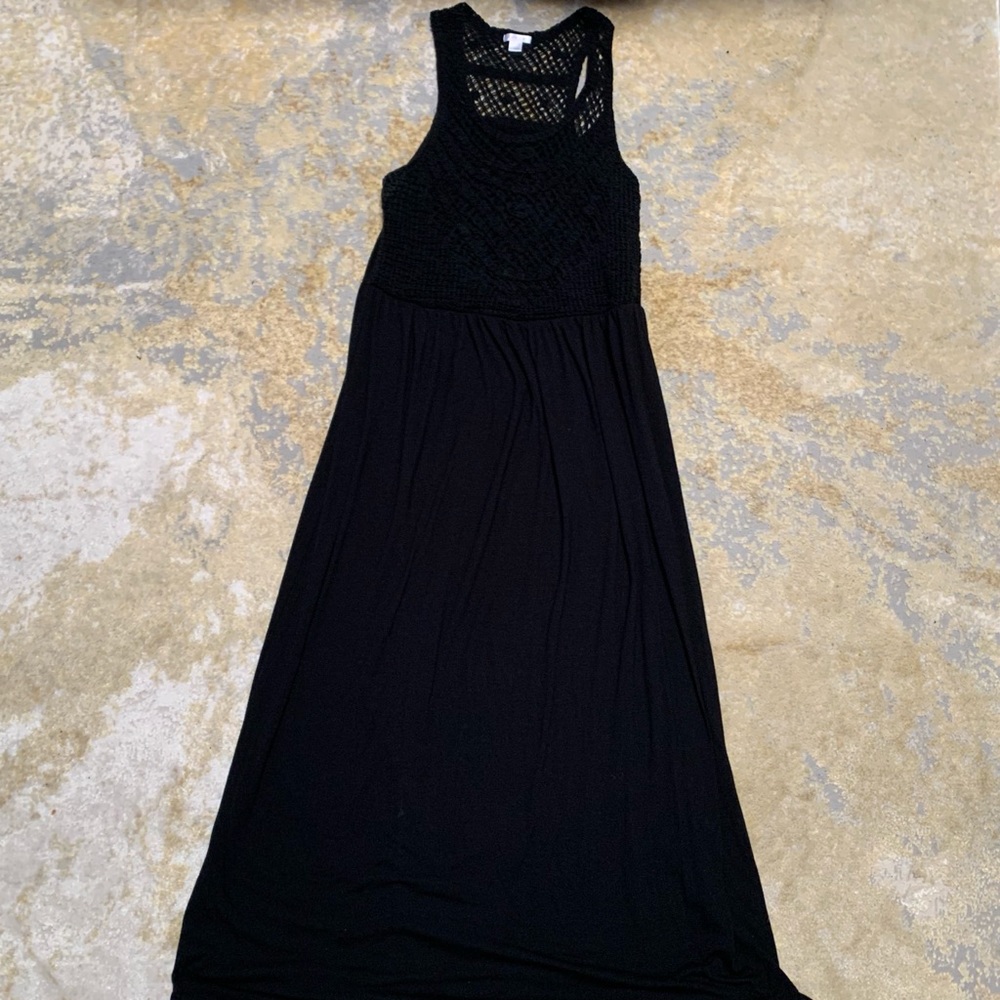 Xhilaration Black Maxi Dress With Crochet Neckline
